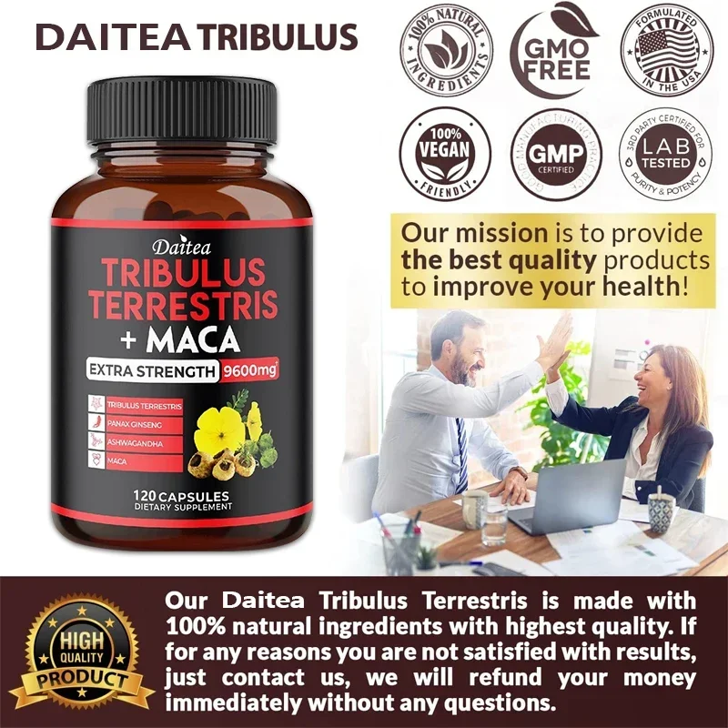 Daitea Tribulus + Maca Extract Capsules - Extra Strength 9600 Mg - Energy, Endurance & Natural Energy Non-GMO