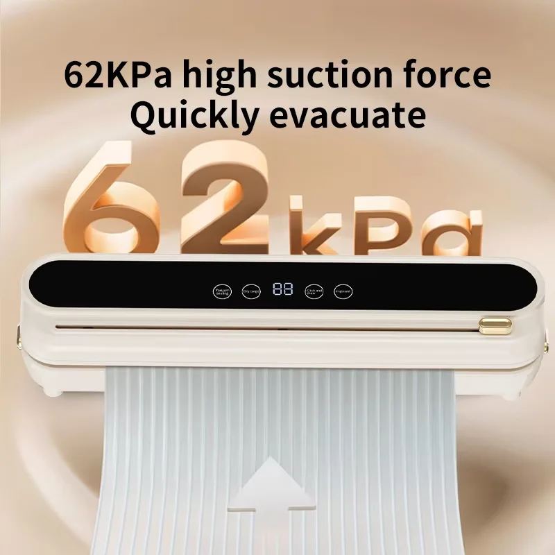 Scelleuse sous vide électrique, sceau de stockage des aliments, bouton tactile sec/humide, coupe intégrée, machine d'emballage sous vide pour sceller les aliments de cuisine