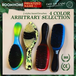 Cepillo Barba Soft Boar Bristle Beard Brush 360 Wave Brush For Men Beard Comb Large Curved Wood Handle Anti static Shaving Tools