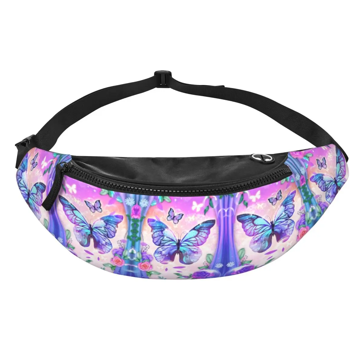 Custom Colorful Butterfly Fanny Pack for Men Women Cool Crossbody Waist Bag Travel Hiking Phone Money Pouch