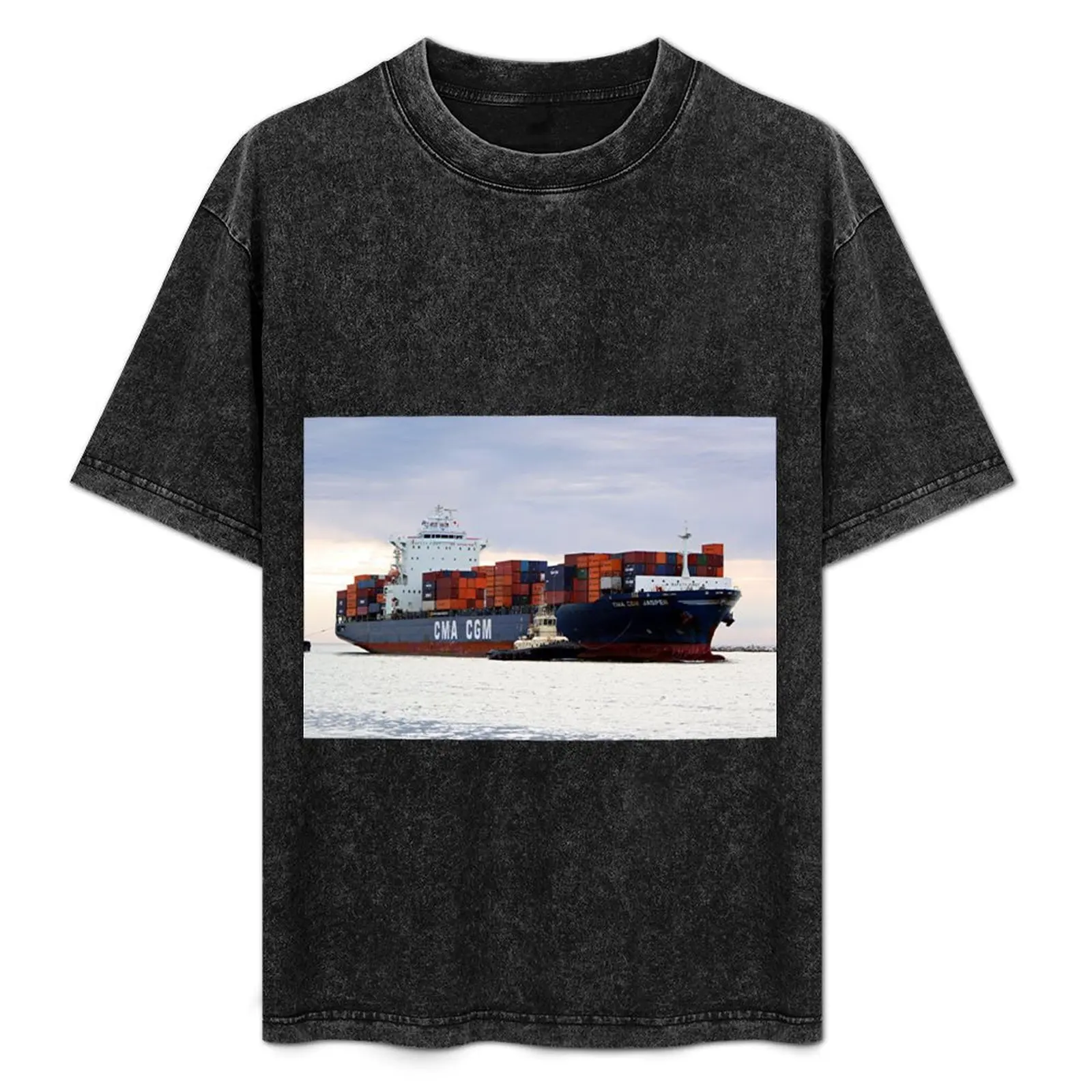 Container cargo ship and tug T-Shirt plus sizes custom shirt oversized t shirt men