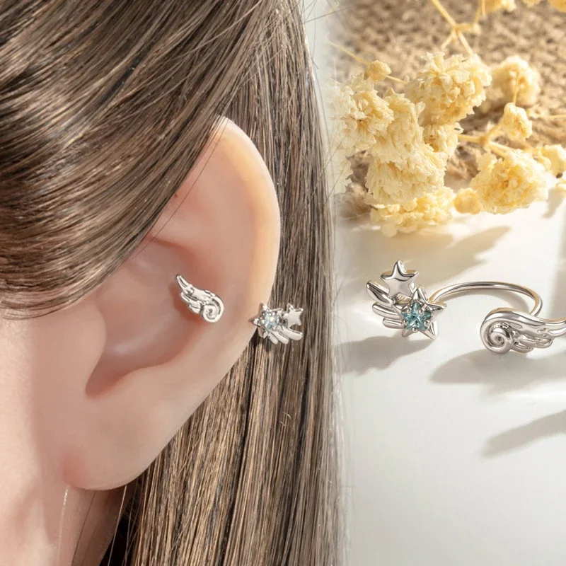 20G Hypoallergener Titan-Ohrclip, Kubische Zirkonia-Ohrringe Stapelbare Ohrreifen für Empfindliche Ohren Hautpiercing-Schmuck