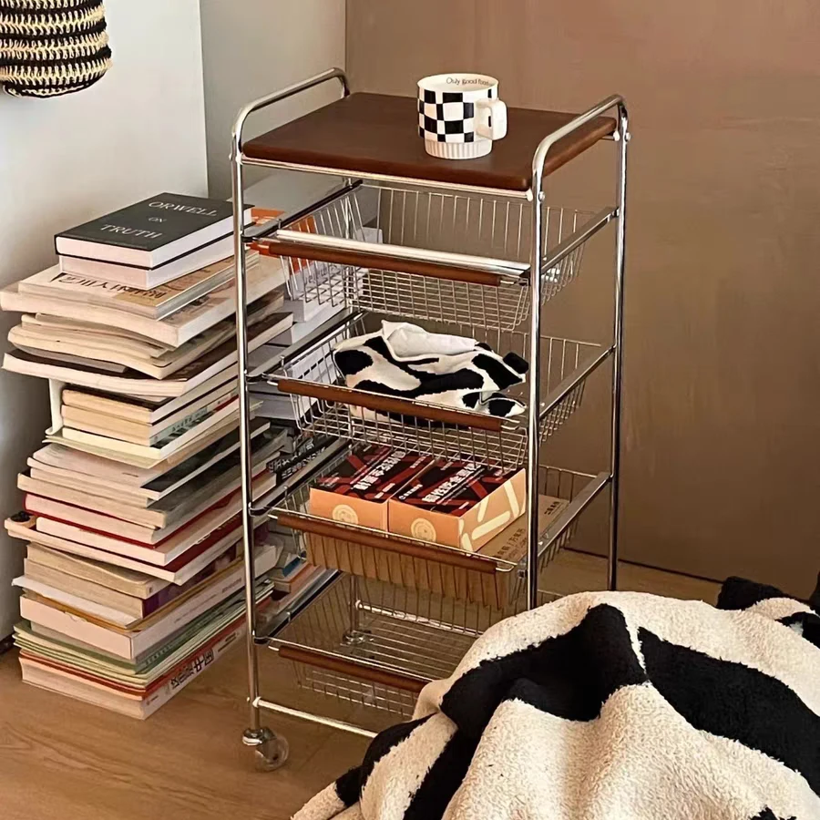 

Living room multi-layer snack storage rack trolley removable kitchen vegetable basket
