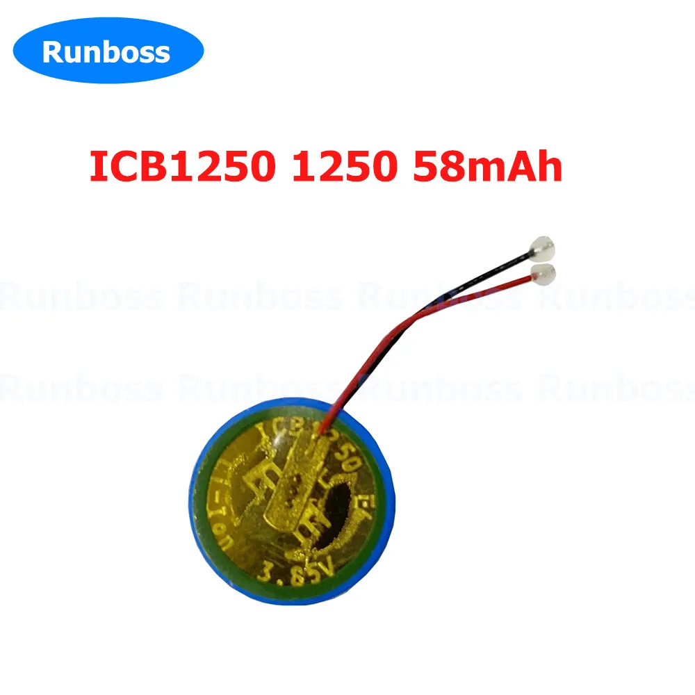 1-2PCS 1250 LIR1250 3.85V 58mAh Li-polymer rechargeable button lithium 2 Wires battery Wireless Headset TWS Bluetooth Earphone