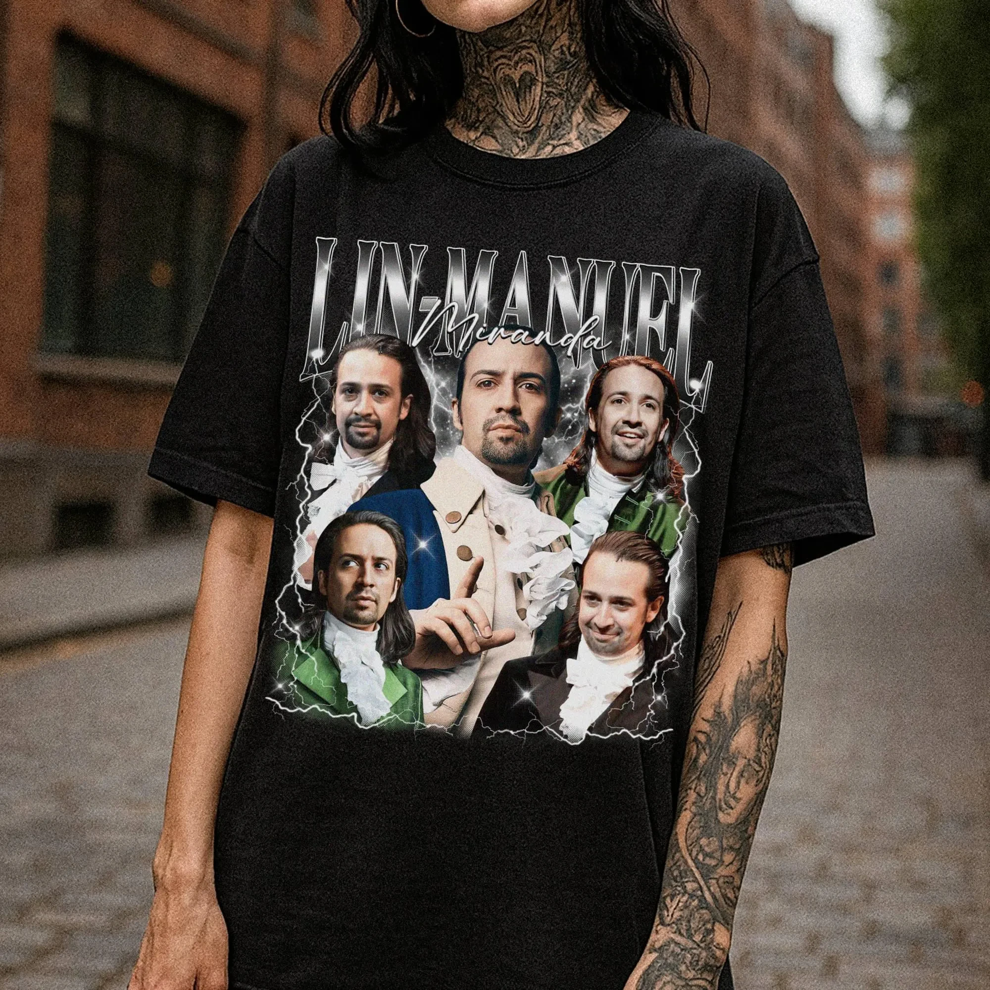 Camiseta estampada de Lin-Manuel Miranda para mujer, camiseta de algodón puro a la moda de primavera/verano, camiseta de manga corta neutra