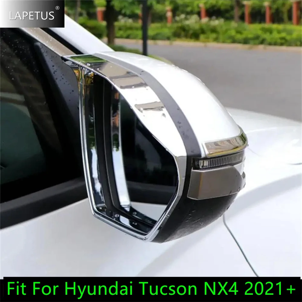 

Chrome / Carbon Fiber Car Accessories Rearview Mirror Rain Shade Rainproof Blades Cover Trim For Hyundai Tucson NX4 2021 - 2025