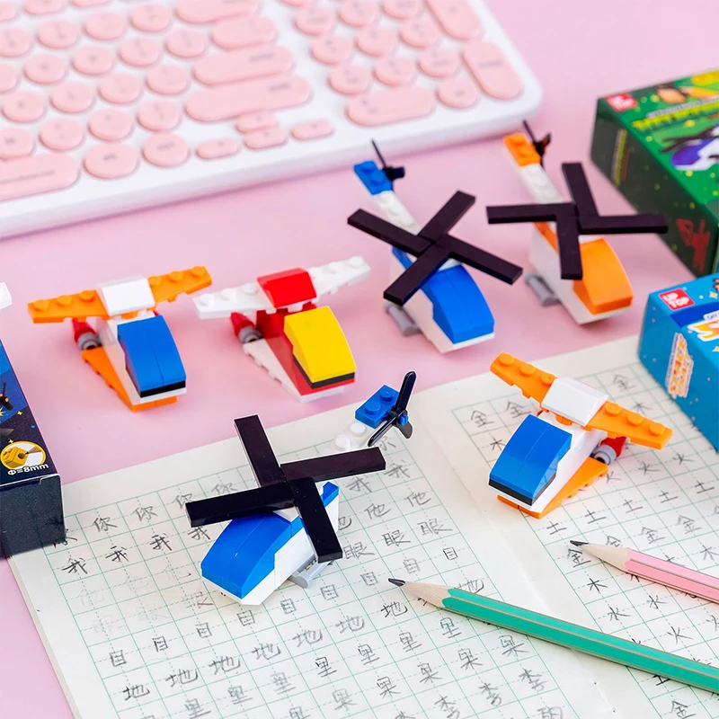 DIY Cartoon Building Block Pencil Sharpener Student Creative Puzzle Assembled