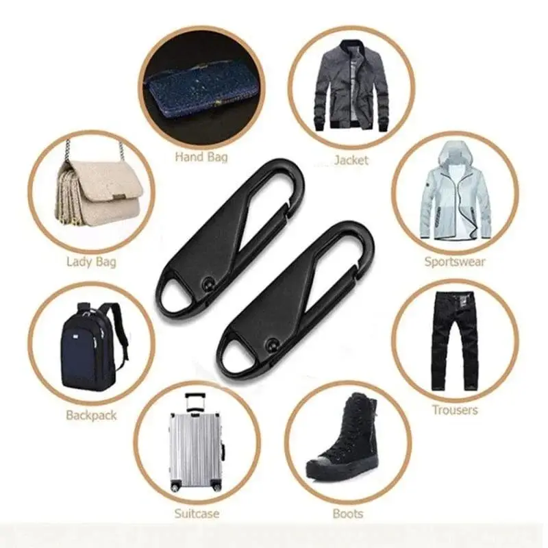 5pcs Universal Replacement Zipper Slider Metal Alloy Removal Zipper Puller Luggage Bag Zip Head DIY Craft Sewing Tool Repair Kit