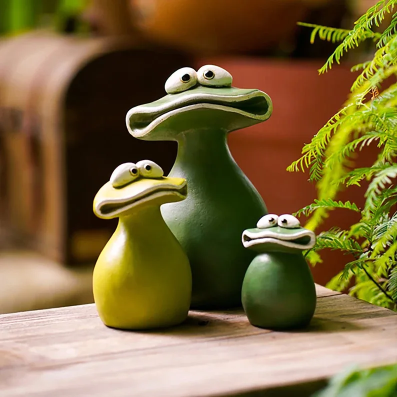Big-mouthed frog spoof ornament cute ornament design home garden resin crafts cute frog