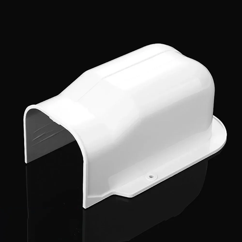 PVC White Air Cond Lineset Cover System Flat Elbow Trunking Connection Lines Coupling End Cap Cover Wall Entry Mouth Cap
