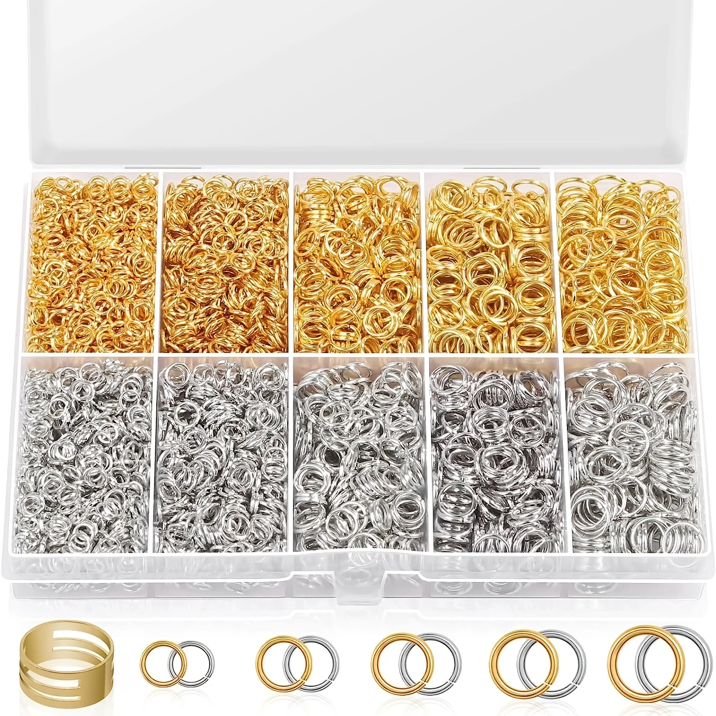 

4600Pcs Silver and Gold Jump Rings with Open/Close Tools for Jewelry Making and Necklace Repair (Assorted Sizes)