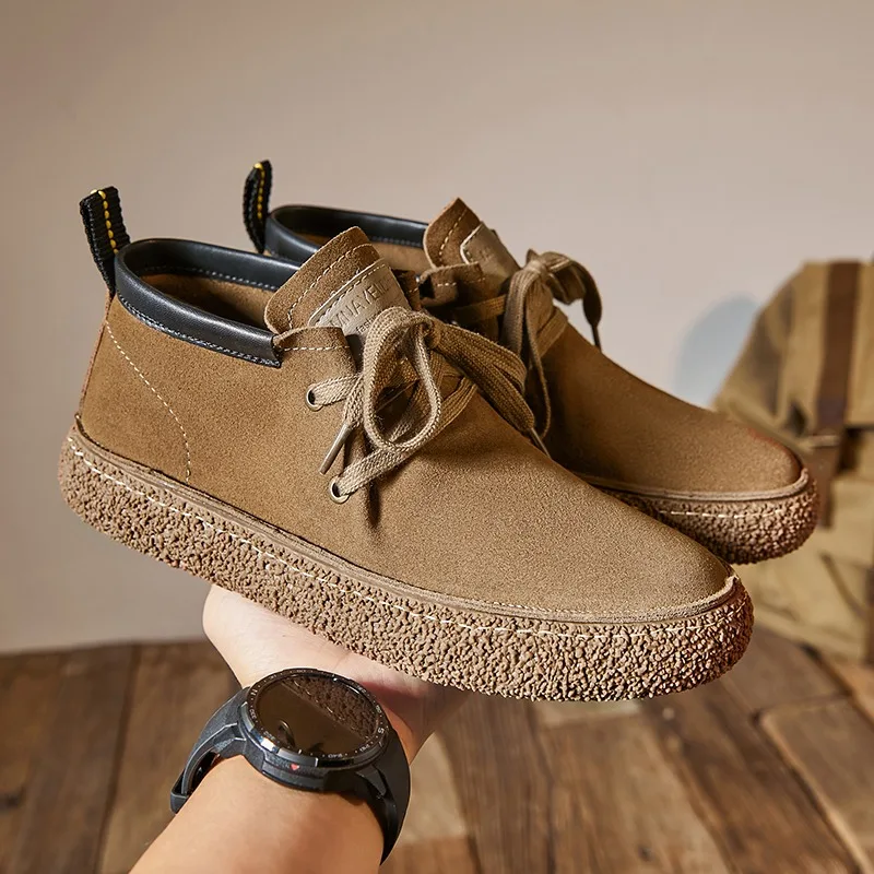 

Men's Suede Genuine Leather Casual Shoes Lace-up Men Light Comfortable Driving Flats Mens Outdoor Oxfords Shoe