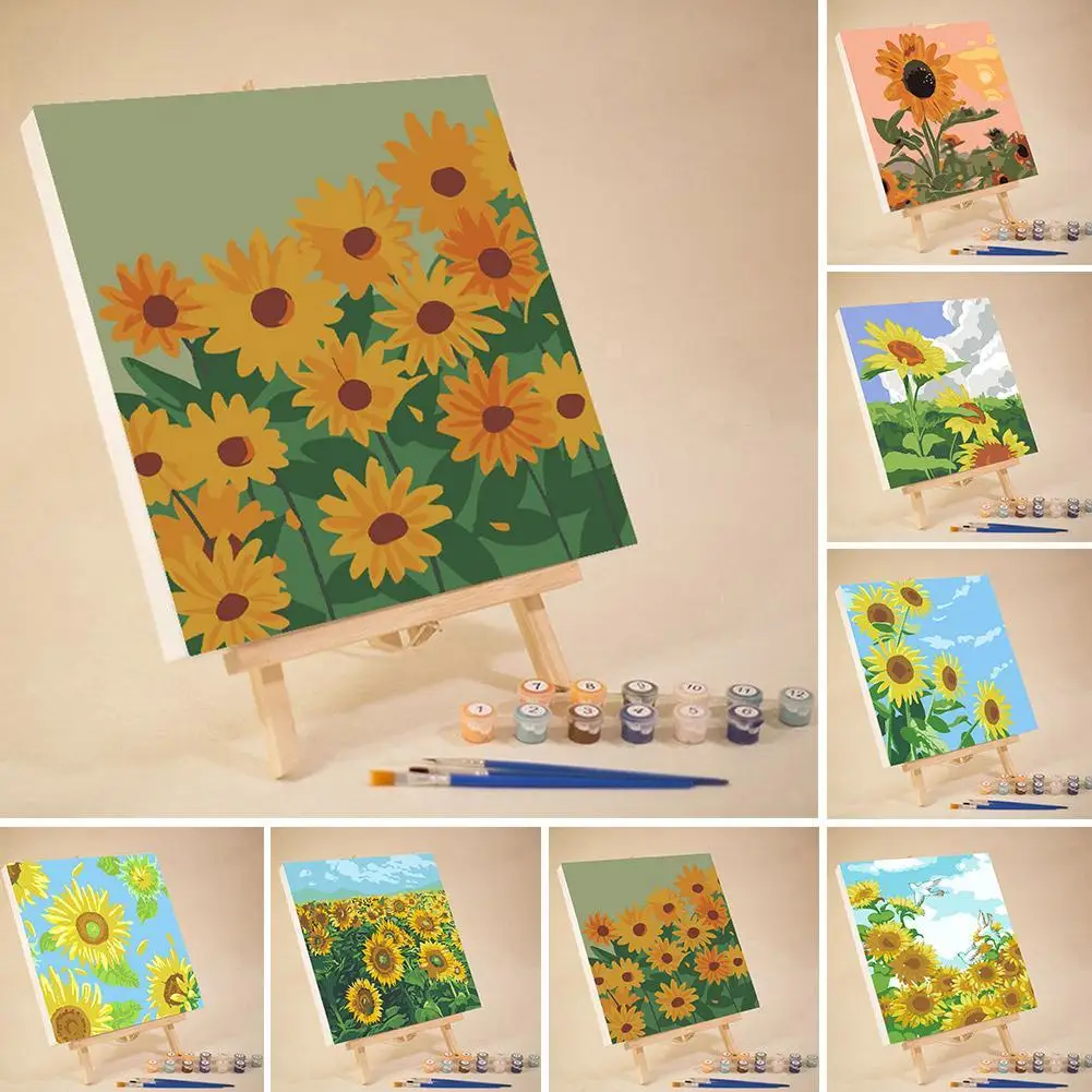 Pittura a olio con i numeri girasole per adulti pittura con i numeri dipingi animali immagine su tela fai da te decorazioni per la casa dipinte a