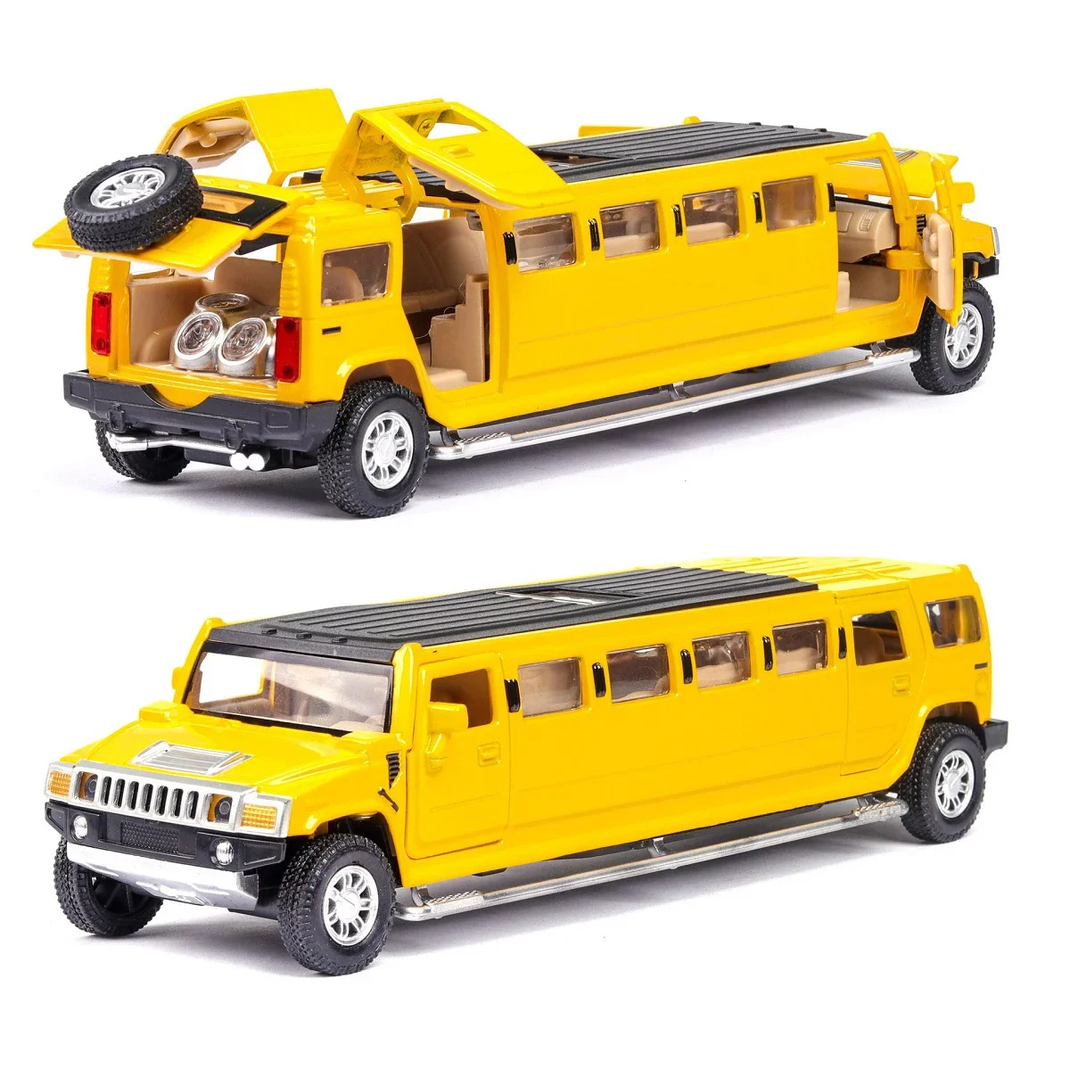 1:32 Alloy Lengthen Hummer Limousine Car Model Metal Diecasts Vehicles With Sound Light Pull Back Car Collection Toys Kids Gifts