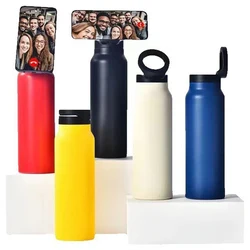 24 Oz Insulated Stainless Steel Sports Bottle Outdoor Sports Water Bottle Insulated Mug With Magnetic Phone Holder  Thermos