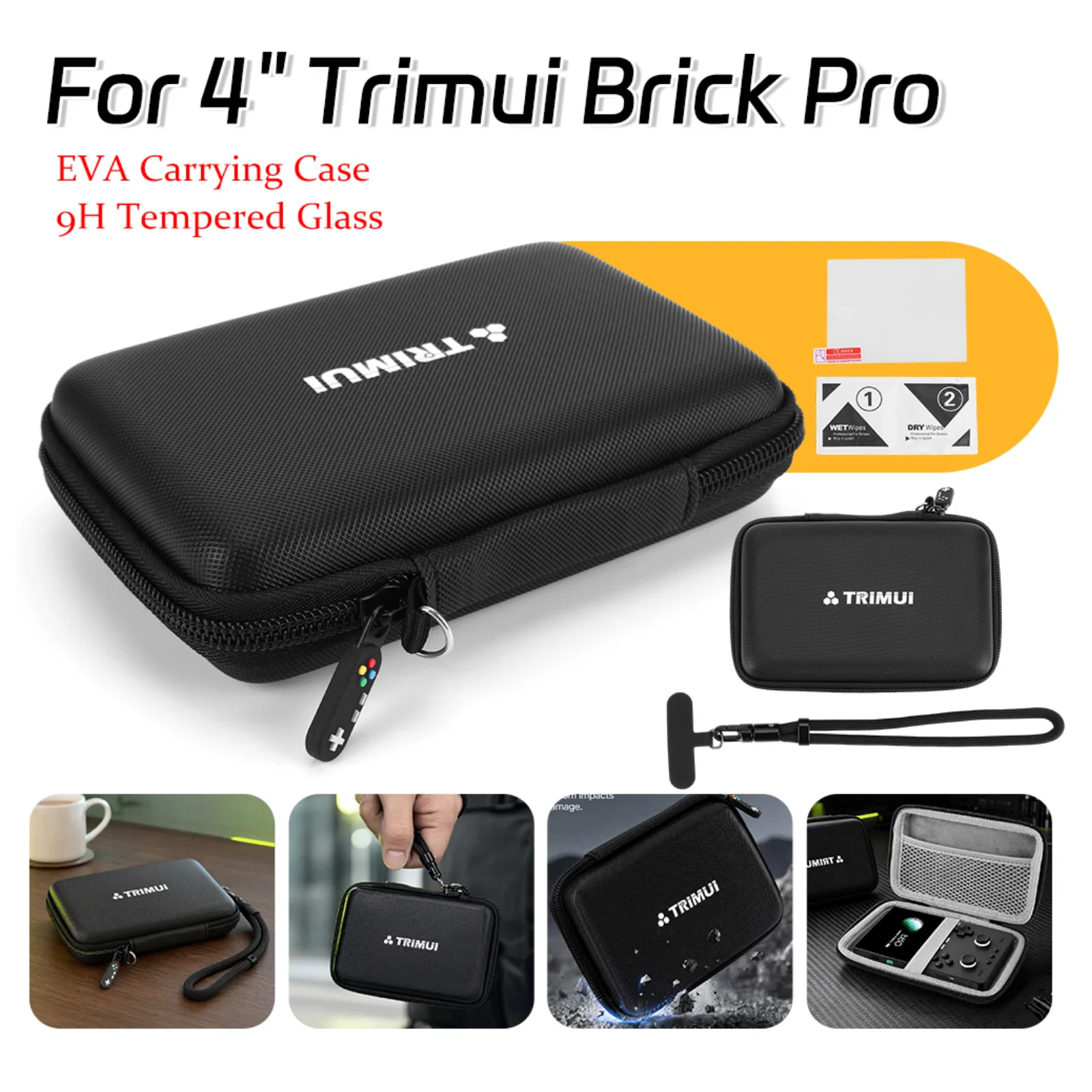 Gaming Accessories Box - Trimui Brick Pro ハンドヘルドゲーム機用トラベルキャリングケース ハードシェル保護バッグ ポータブル収納ボックス
