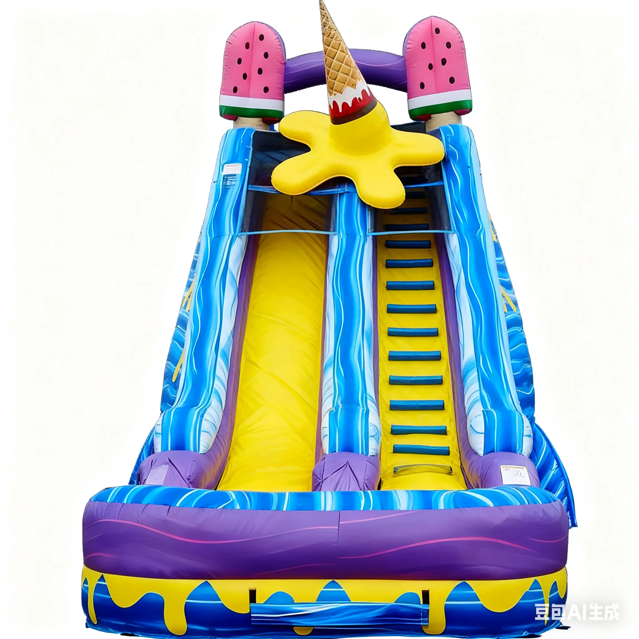 

Потрясающая надувная водная горка в стиле мороженого, 29.5'Д x 15'Ш x 24'В, для продажи, аренды на вечеринки и для парков