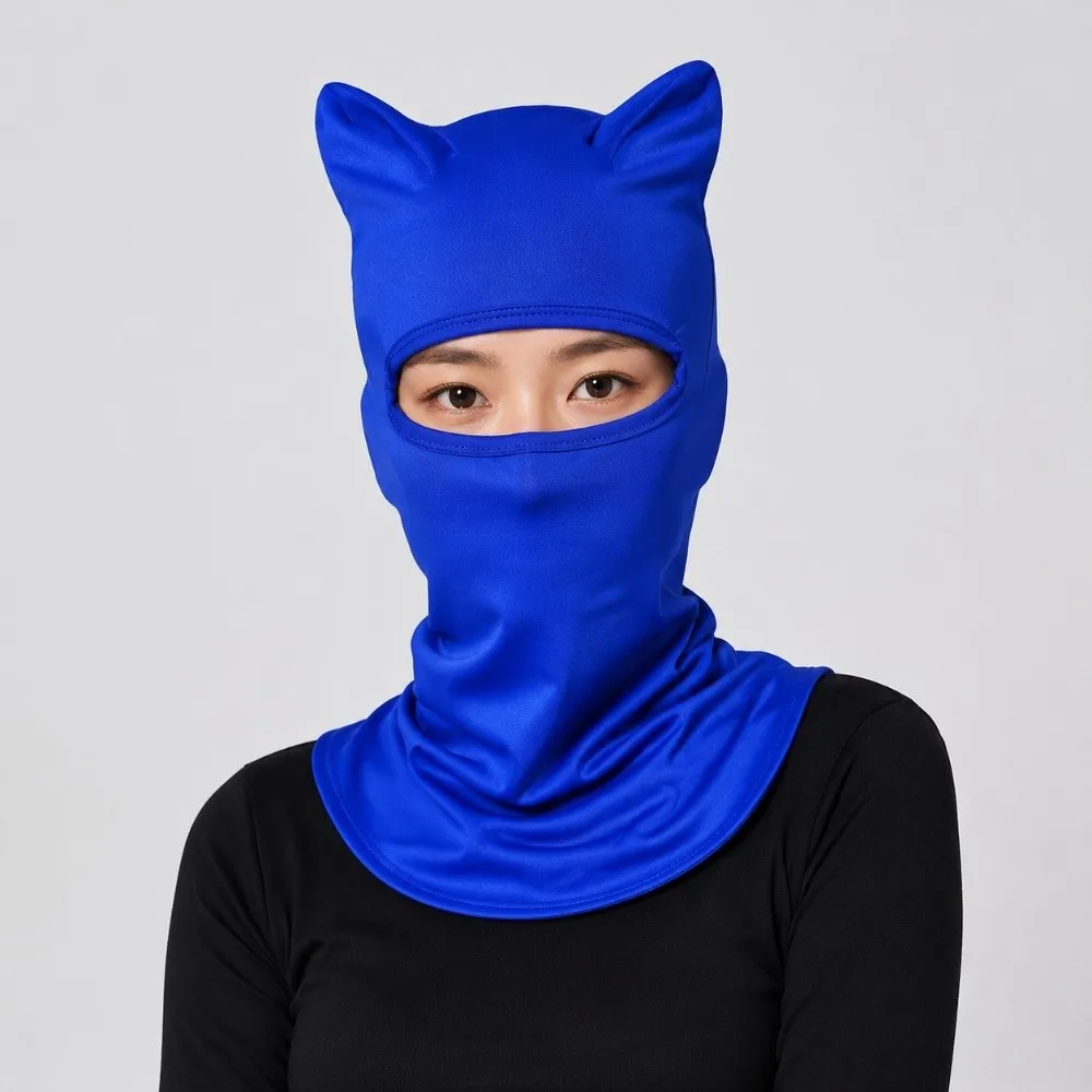 Fashion Polyester Fiber Cat Ear Face Mask Soft Sun Protector Balaclava Hat Windproof Bandana Hood Hat Full Face Cover Hiking