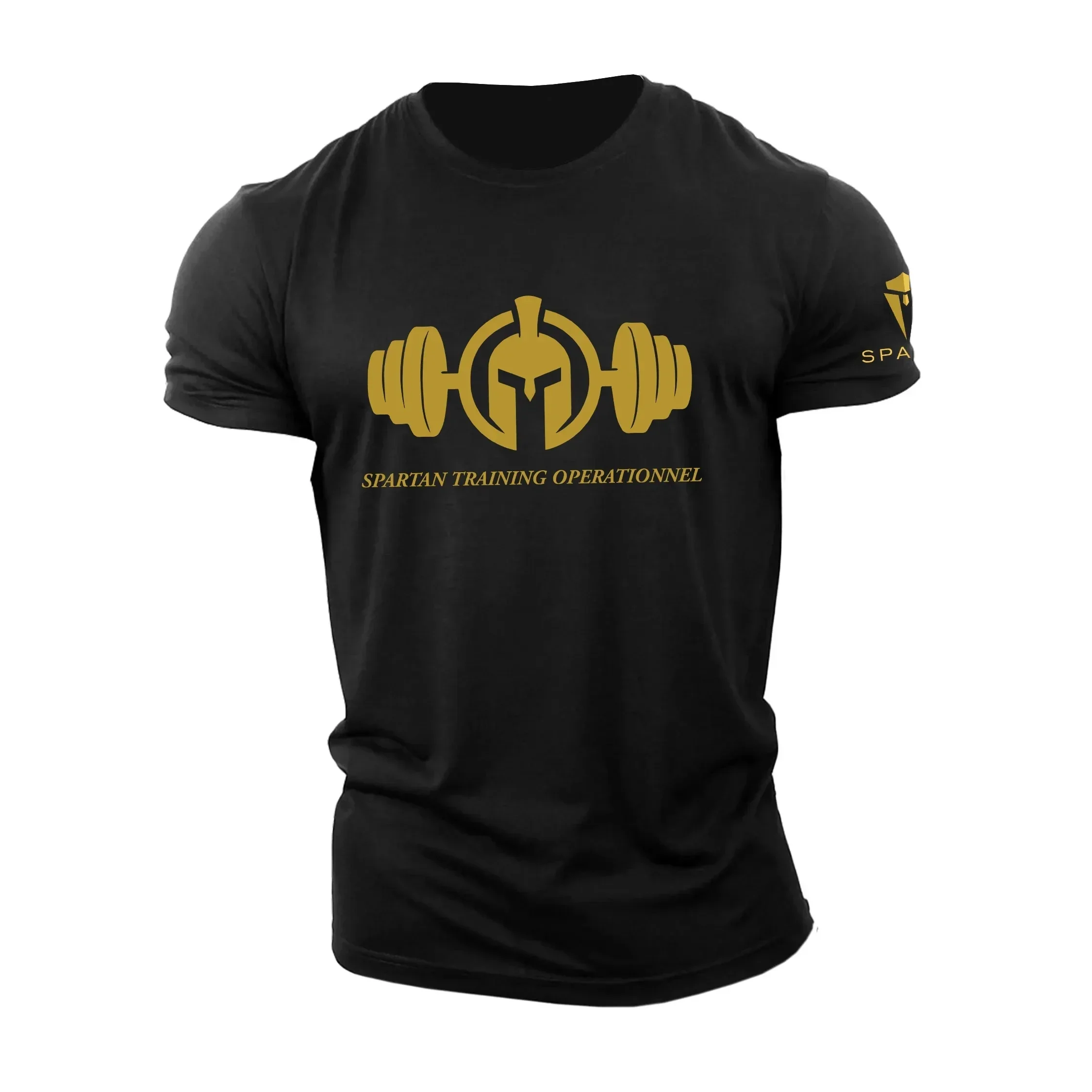 Fashion Men's Helmet Dumbbell Gym T-Shirt Loose Casual Crew Neck Short Sleeve Fitness Workout Graphic Tee Tops