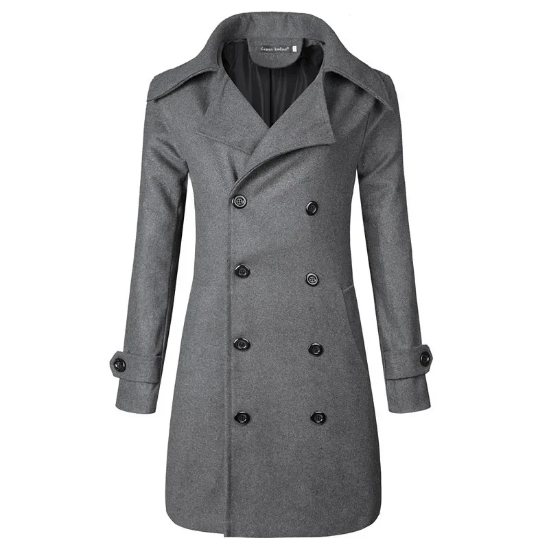 Men's Double-buttoned Medium-length Hollow Out 3D Coat Overcoat M-4xl Foreign Trade Wholesale Trench