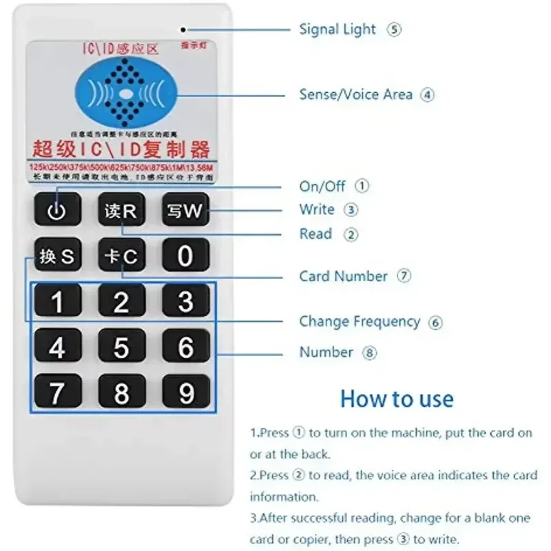 RFID 125khz ID 13.56mhz IC Copier Writer Duplicator Cloner NFC IC Card Reader for EM4305 T5577 CUID UID Changeable Tag Keyfobs view 2