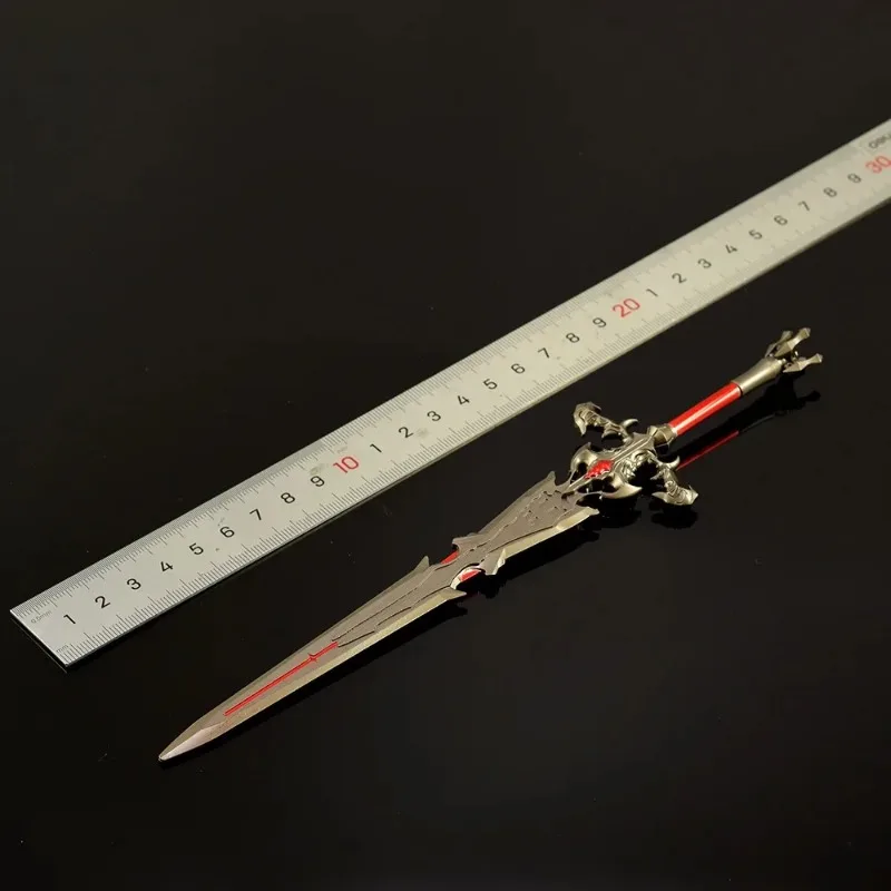 Arma de juego de fantasía de 22cm, espada de llama, modelo de aleación, periféricos de nube de Katana, espada samurái, Cosplay, regalos de cumpleaños, juguetes para niños