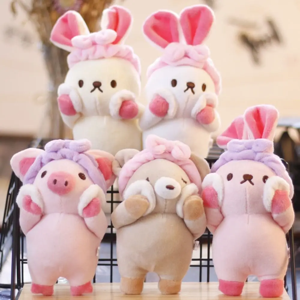 New Multicolor Keychain Plush Doll Soft Rabbit Piggy Bear Keychain Pendant Gifts Toy Cartoon Bathtowel Animal Universal