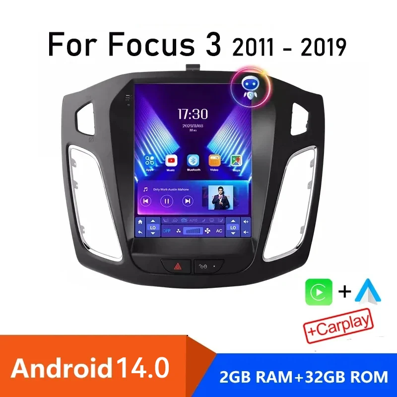 

9.7" Car Radio Android 14.0 for Ford Focus Mk3 2011 - 2019 Multimedia Player Stereo Navigation GPS Carplay 2Din DVD Head Unit