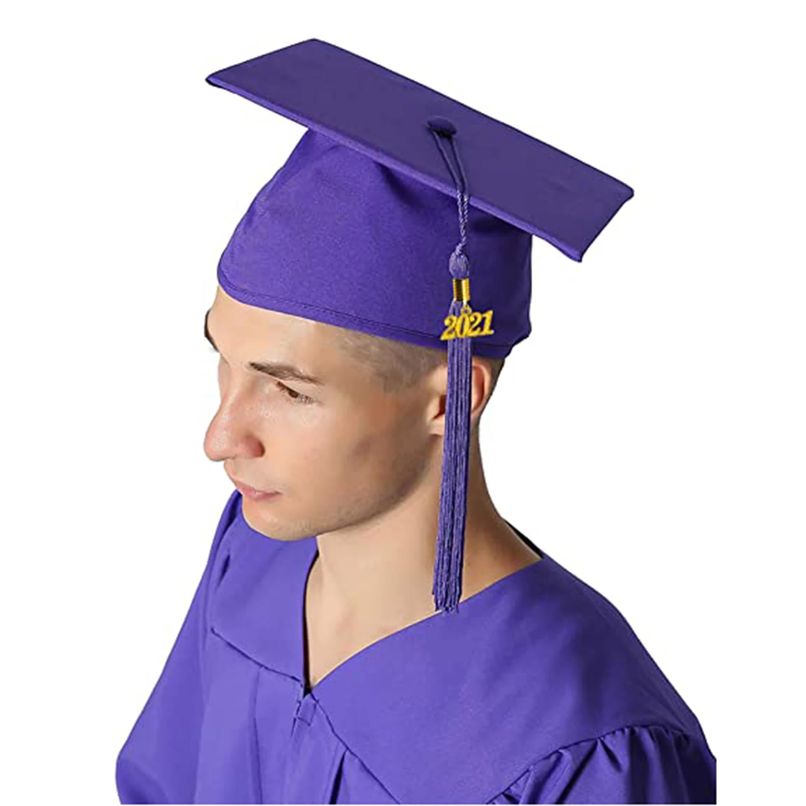 Colorful Graduation Hat Unisex Decorative Reusable Polyester Not Easy Deform Smooth Edge Adult Graduation Tassel Cap for Bachelo