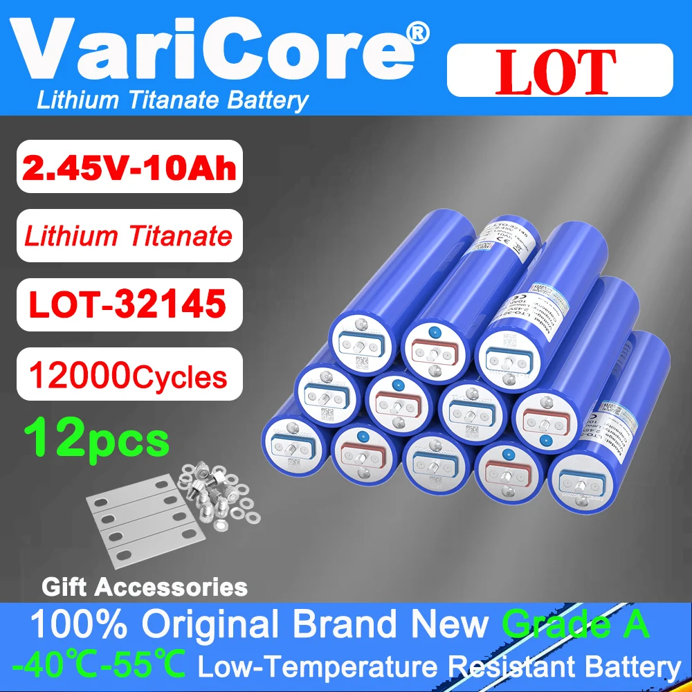 

12 шт., 2,45 В, LTO, 10 Ач, 32145, литий-титанатная батарея, 3C, разряд, устойчивые к низким температурам батареи для солнечной энергии 12 В, 24 В