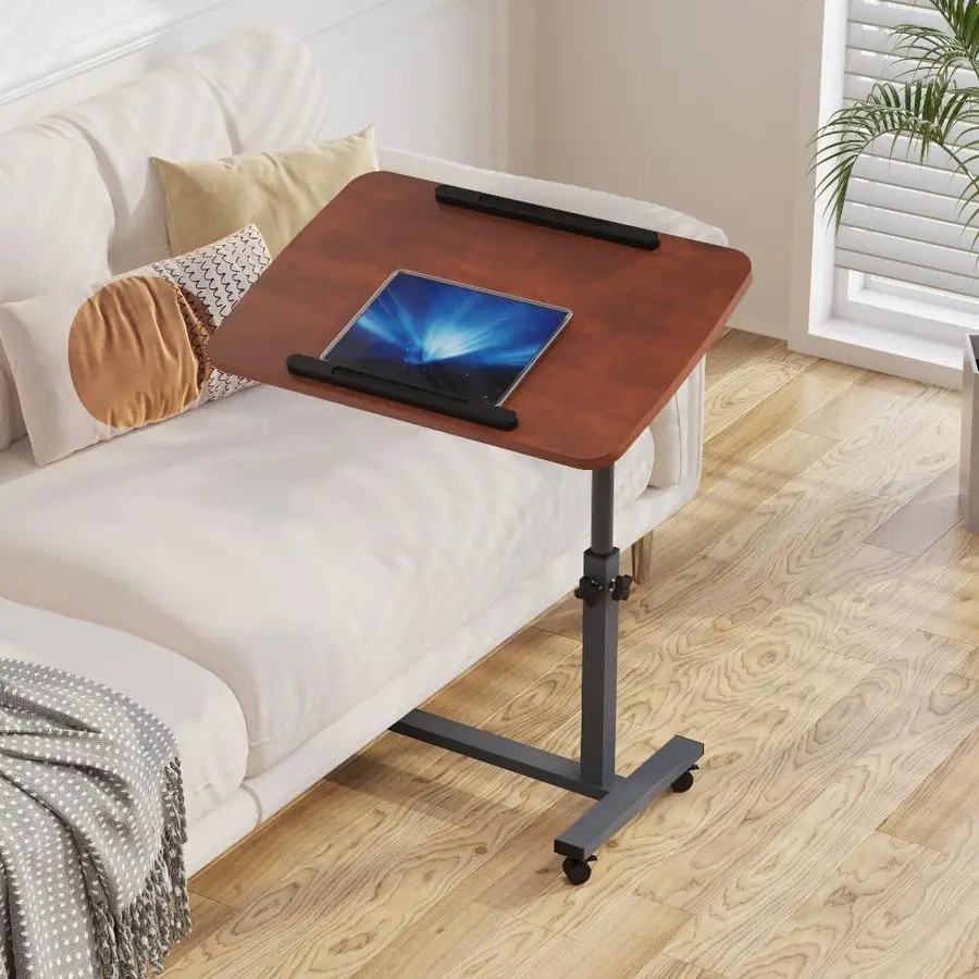 Overbed Bedside Table with Wheels, Medical Hospital Bed Table, Computer Stand for Bed Side, Rolling Tray for Hospital and Home