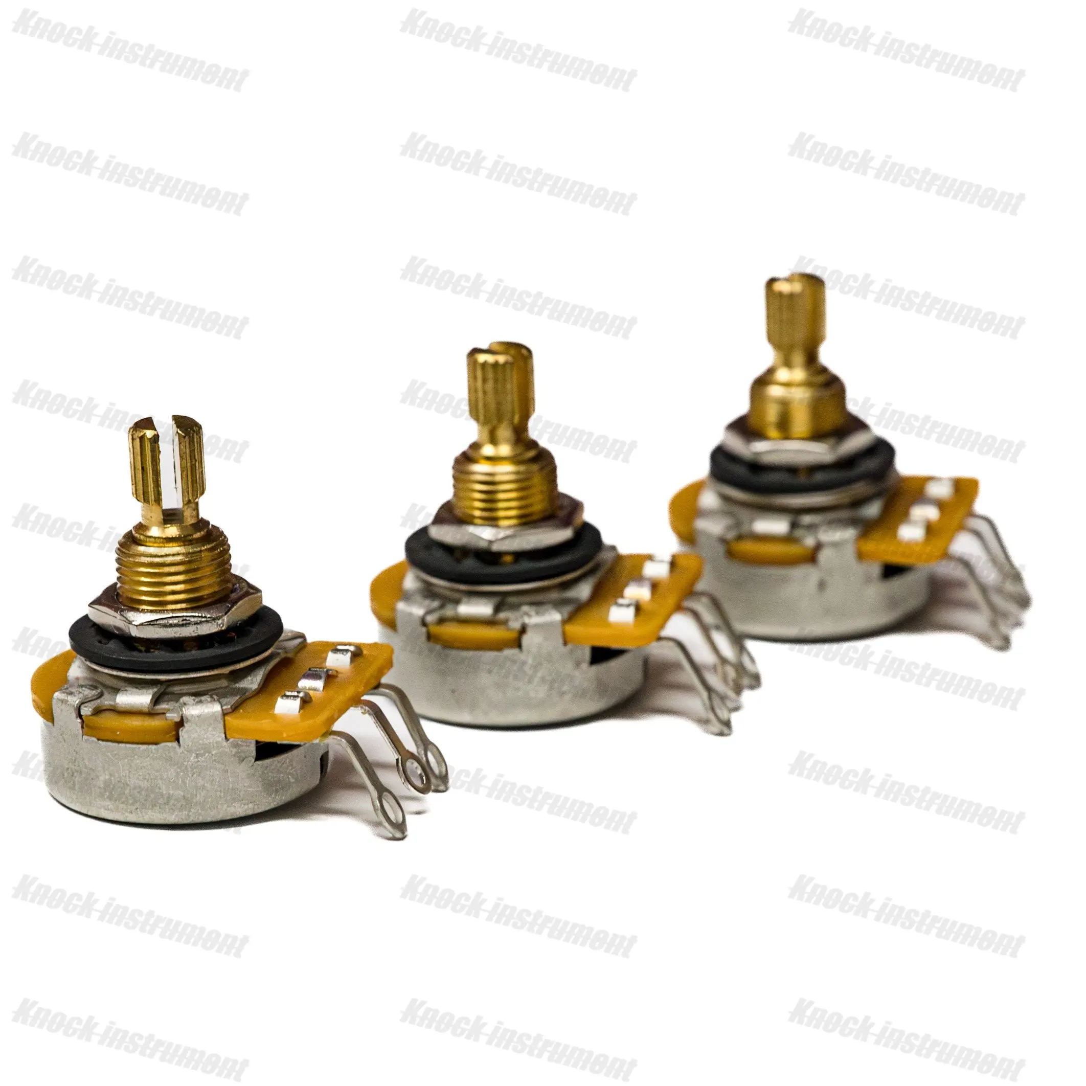 Popular 1PC/10PCS 450G Guitar Potentiometer - A250K/A500K/B250K/B500K Split Shaft Brass Audio Taper for Strat Tele Bass DIY Repa