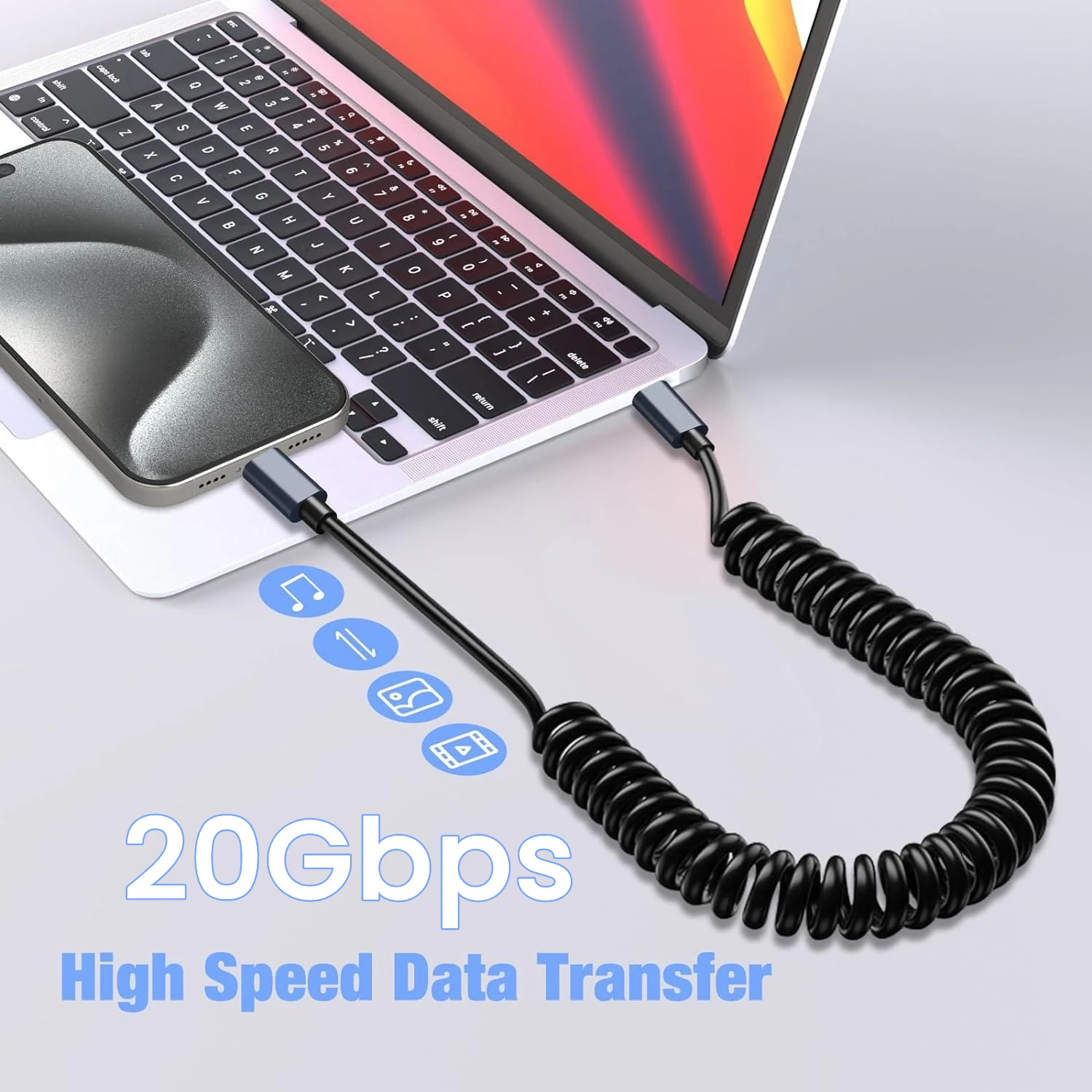 1.5m USB C to C Coiled Spring - Coiled Usb Cable ulasan dan harga