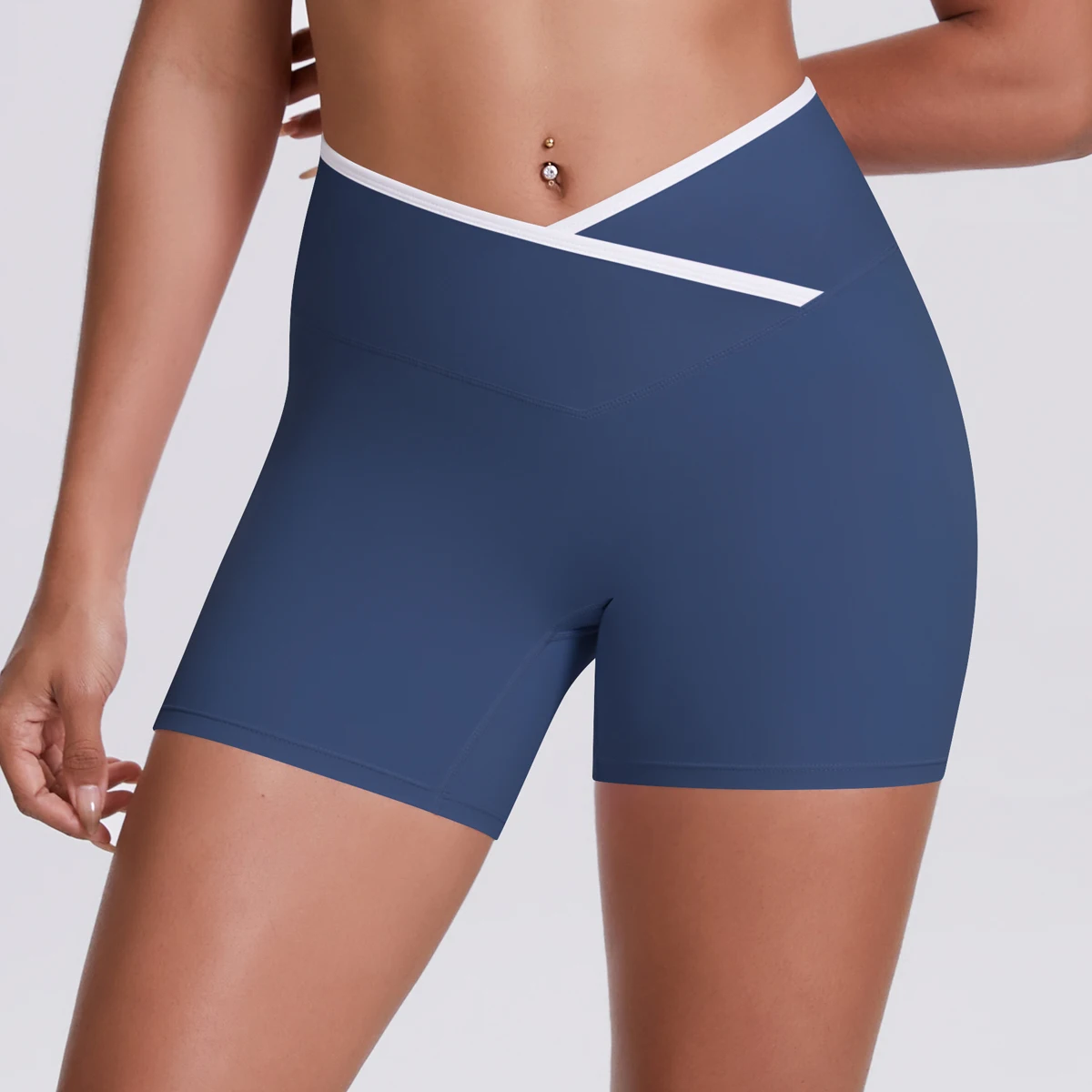 Yoga-Shorts, Damen-Fitness-Shorts, Shorts mit V-förmiger Taille, Lauf- und Fahrradshorts, atmungsaktive Sportleggings, Shorts mit hoher Taille für das Training und das Fitnessstudio. – Detail 14