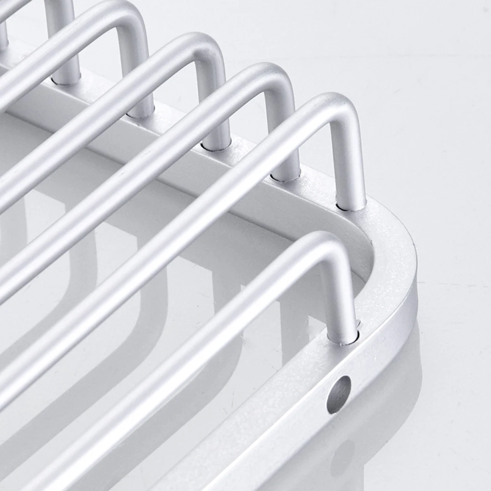 

2pcs Space Aluminum Soap Storage Rack Soap Holder Tray Stand Bathroom Storage for Bathroom (Silver)