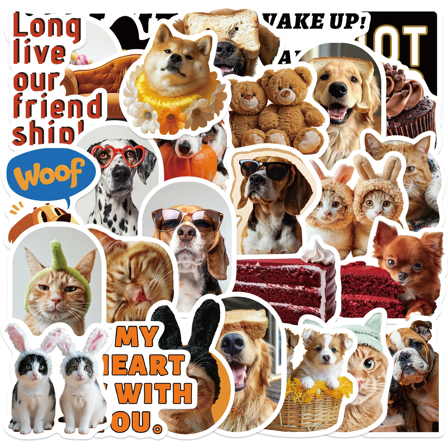 30pcs Sweetheart Warm Orange Series Cute Dog Expression Series Graffiti Stickers Suitable Helmets Desktop Wall DIY Sticker Pack