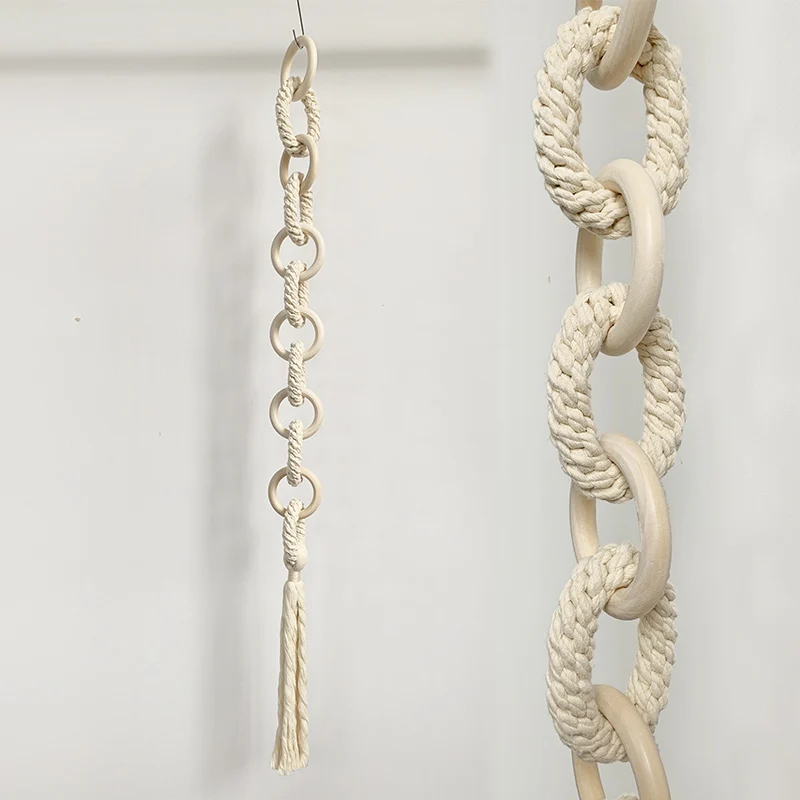 #￥Handmade Bohemian Macrame Wall Hanging Fringed Art Piece Wooden Ring Dropshipping Home Interior Decoration for Birthday