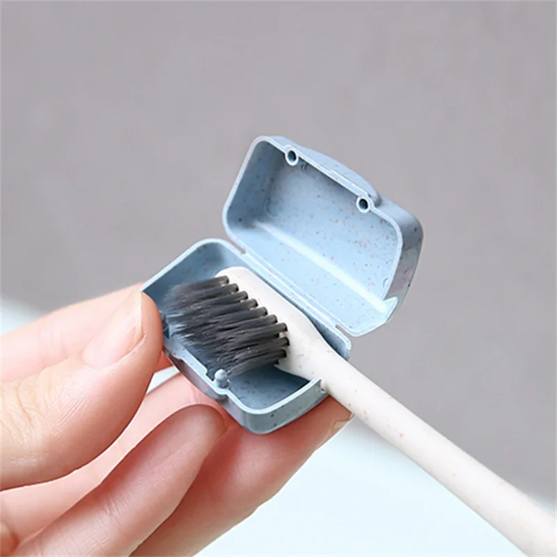 Portable 4PCS Plastic Wheat Straw Toothbrush Head Covers Travel Protector Cap Case For Household Camping Durable Toothbrush Box