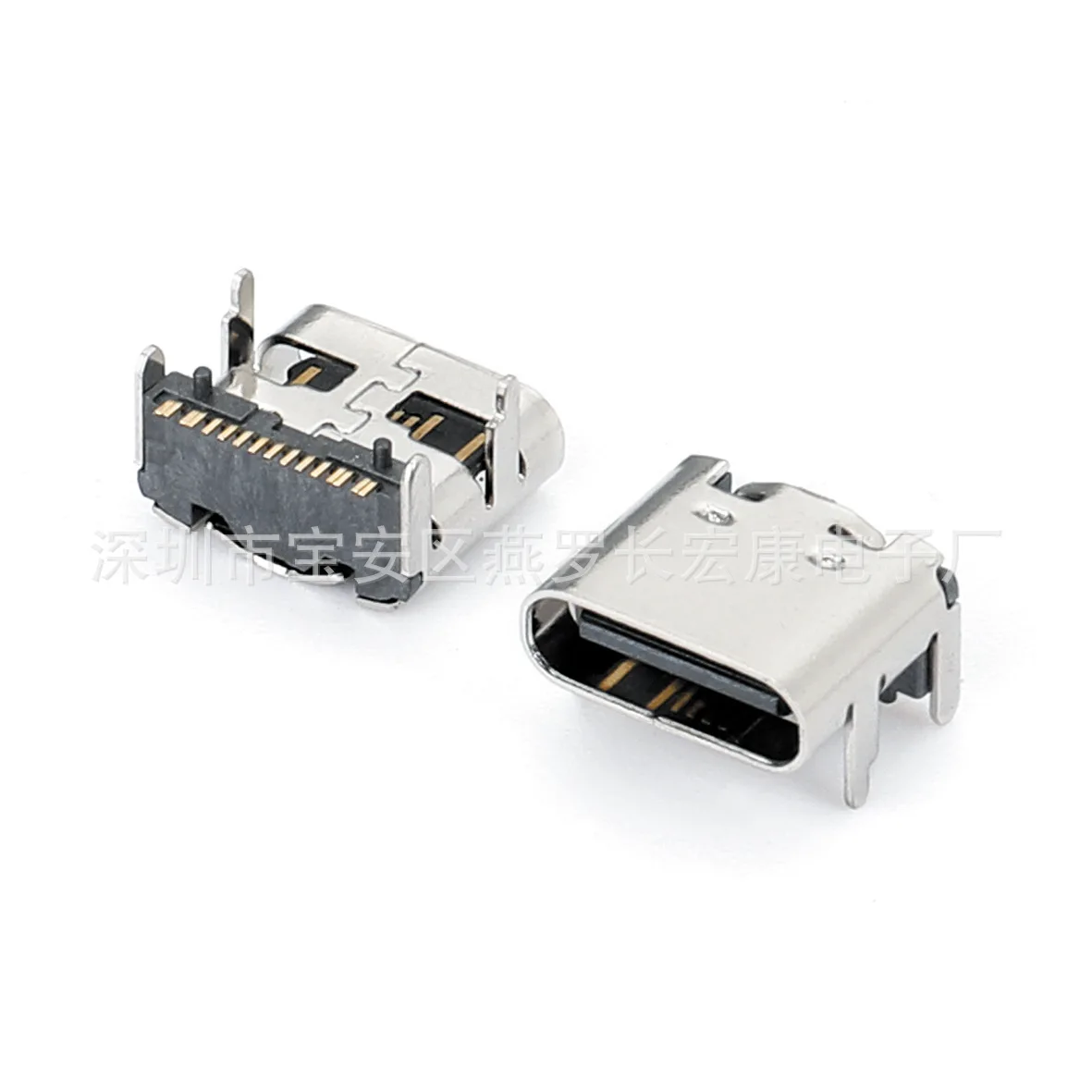 For type-c female seat 16pin board smt lengthened L = 10.0mm four-pin plug board, rear six holes, single row patch