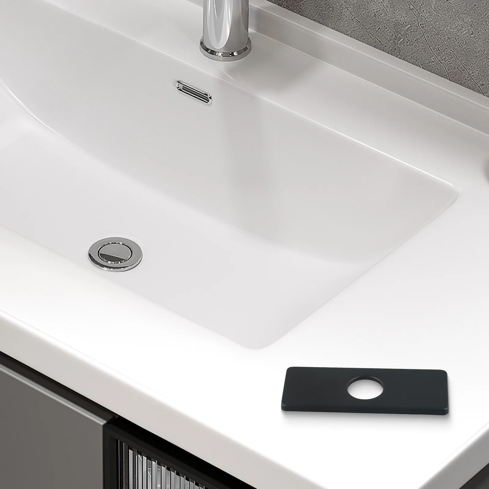 Cubierta de placa de cubierta, cubierta de fregadero de baño, fácil instalación, tacto elegante, resistente a la oxidación, diseño elegante, acabado suave, decoración de baño