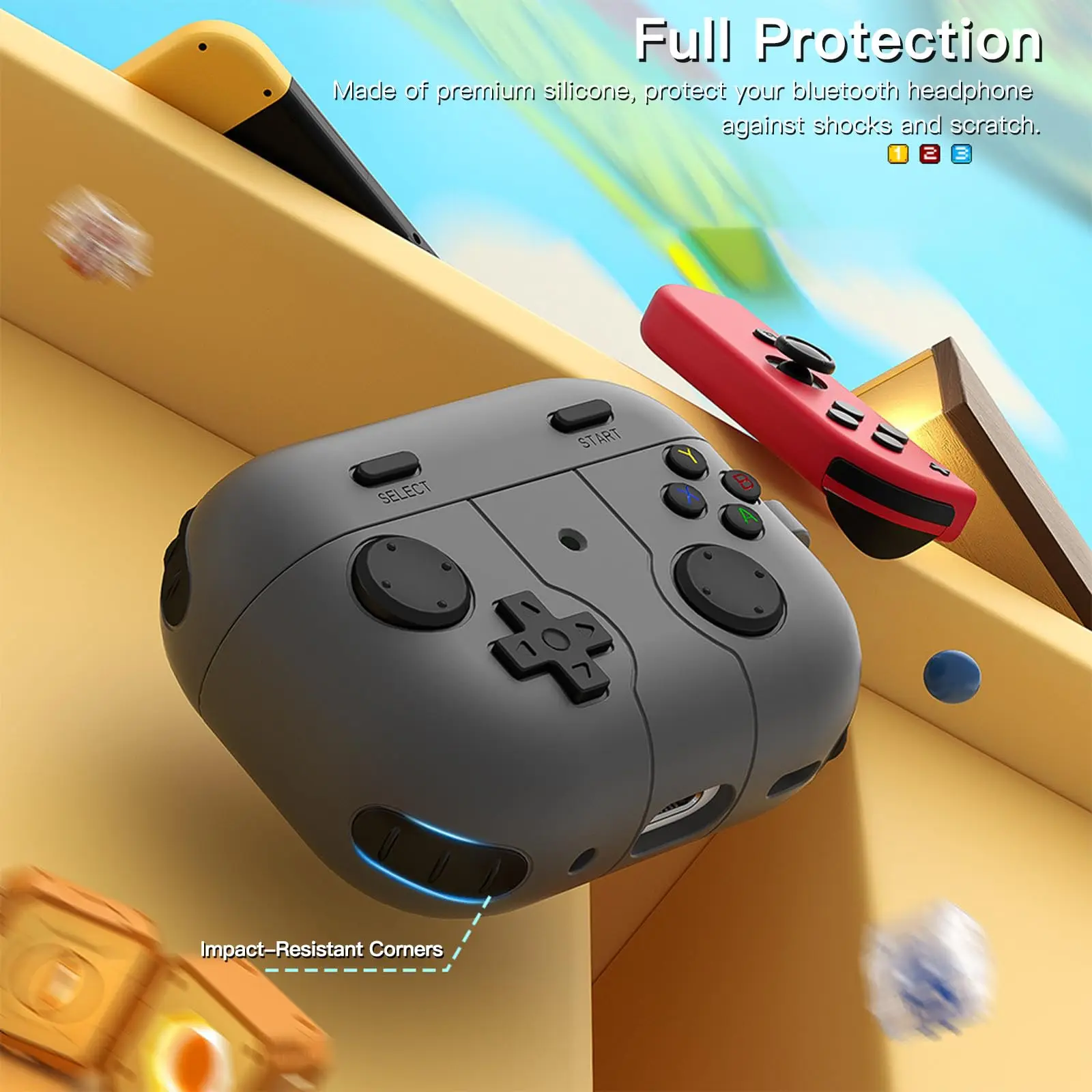 AirPods Pro 3用ケース 可愛い3Dゲームプレイヤーデザイン 保護シリコンスキンカバー キーチェーンとクリーニングキット付き