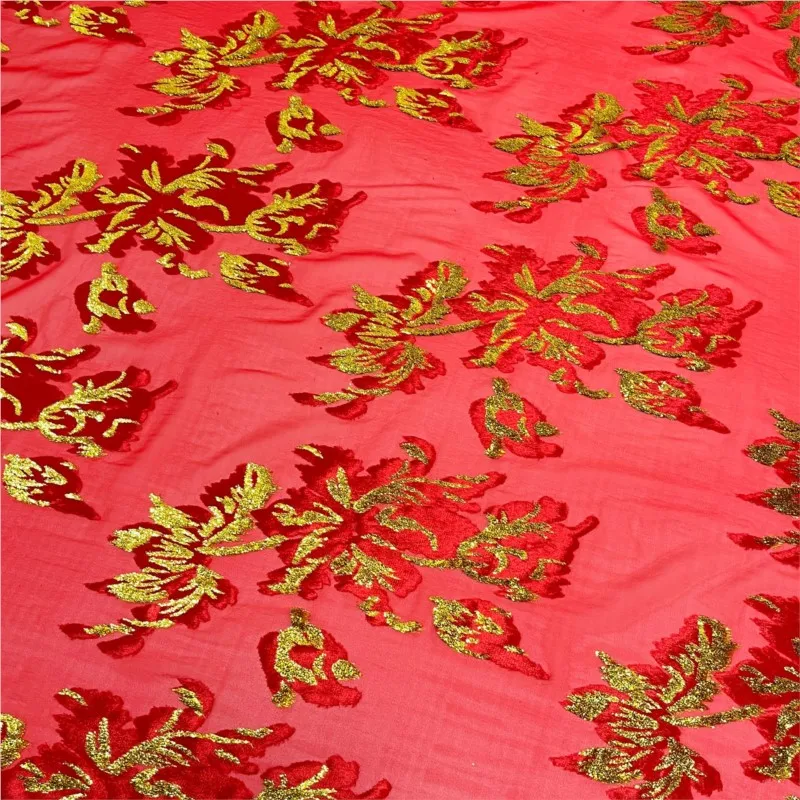 

Woven velvet jacquard brocade viscose fabric haute couture dress cheongsam