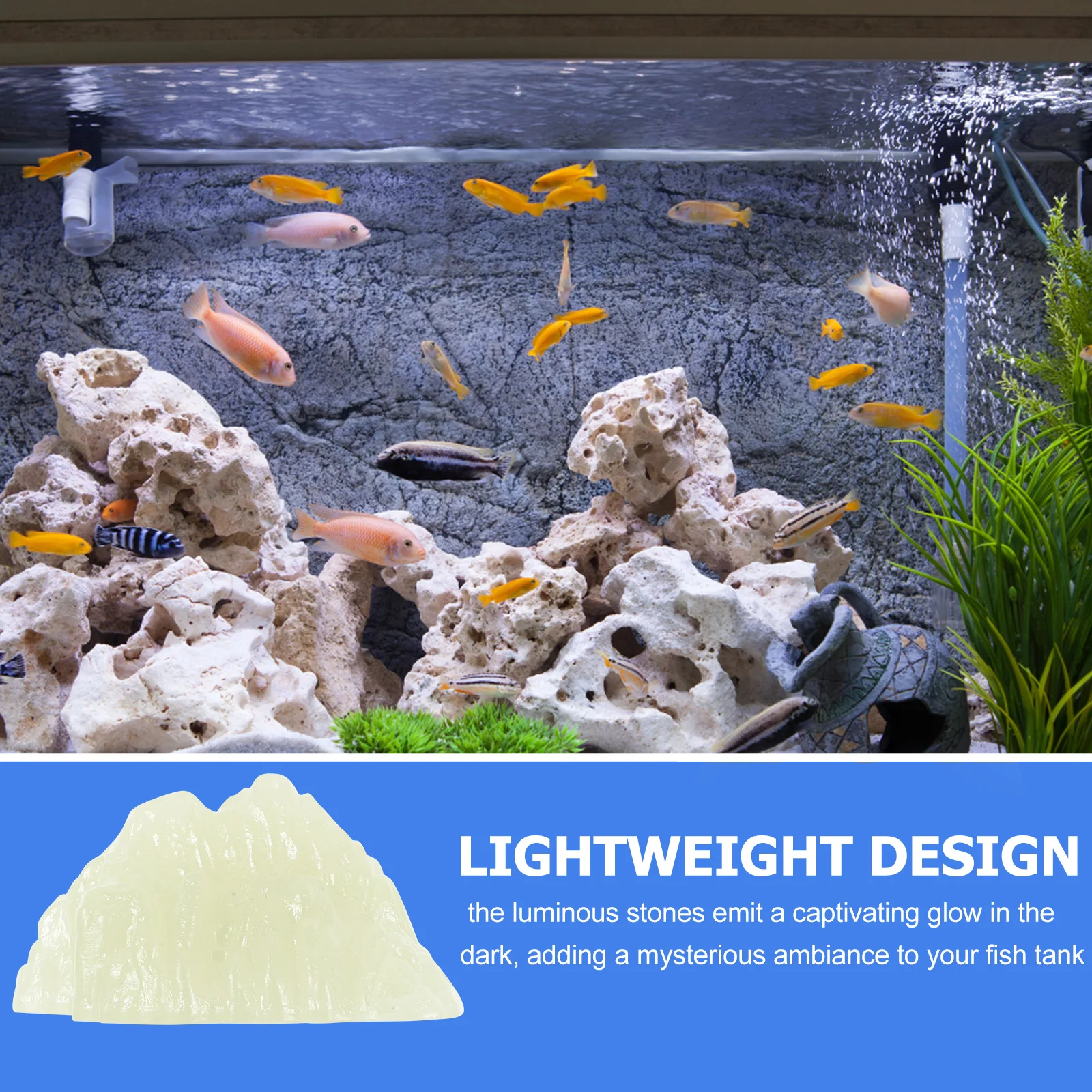 

Glowing Stones Aquarium Decorations Durable Fish Tank Rocks Garden Bonsai Rockery Luminous Glow in Dark Rocks Glowing Pebbles