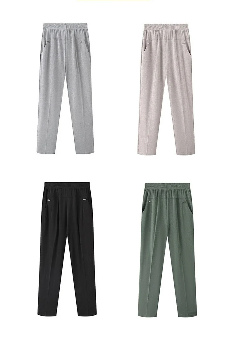 Middle Aged Women's Pants 2026 New Summer Thin High Waiste Elastic Loose Straight Pants Female Casual Trousers 5XL 6XL 7XL 8XL