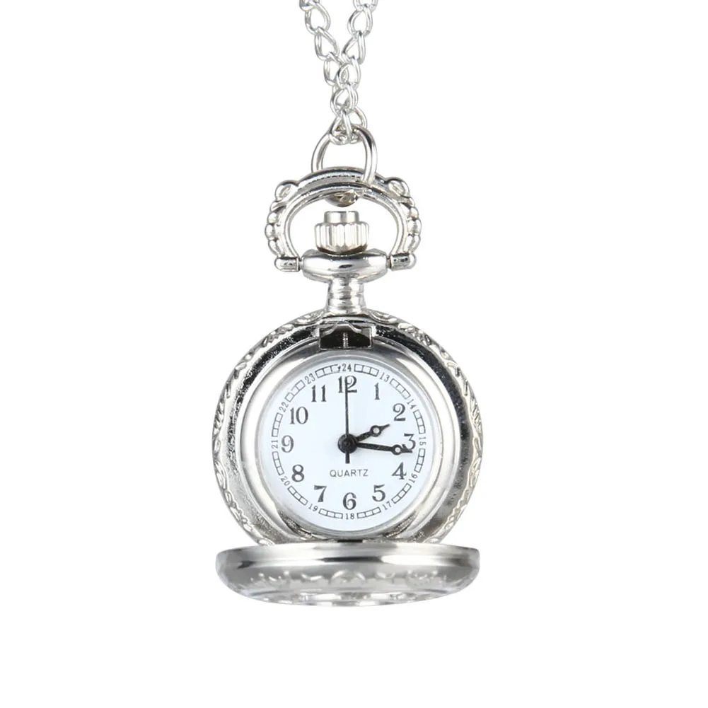 Quartz Pocket Watch Alloy Chain Hollow Out Flower Flip Cover Vintage Pendant Watches for Women LL@17