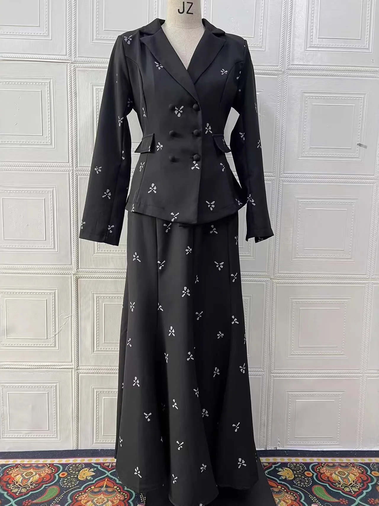 Ele Long Sve Suit Jaet Jupe Taille Haute Ensemble Deux Pièces pour Mariage Par Banquet Usage Quotidien Fibre De Polyester