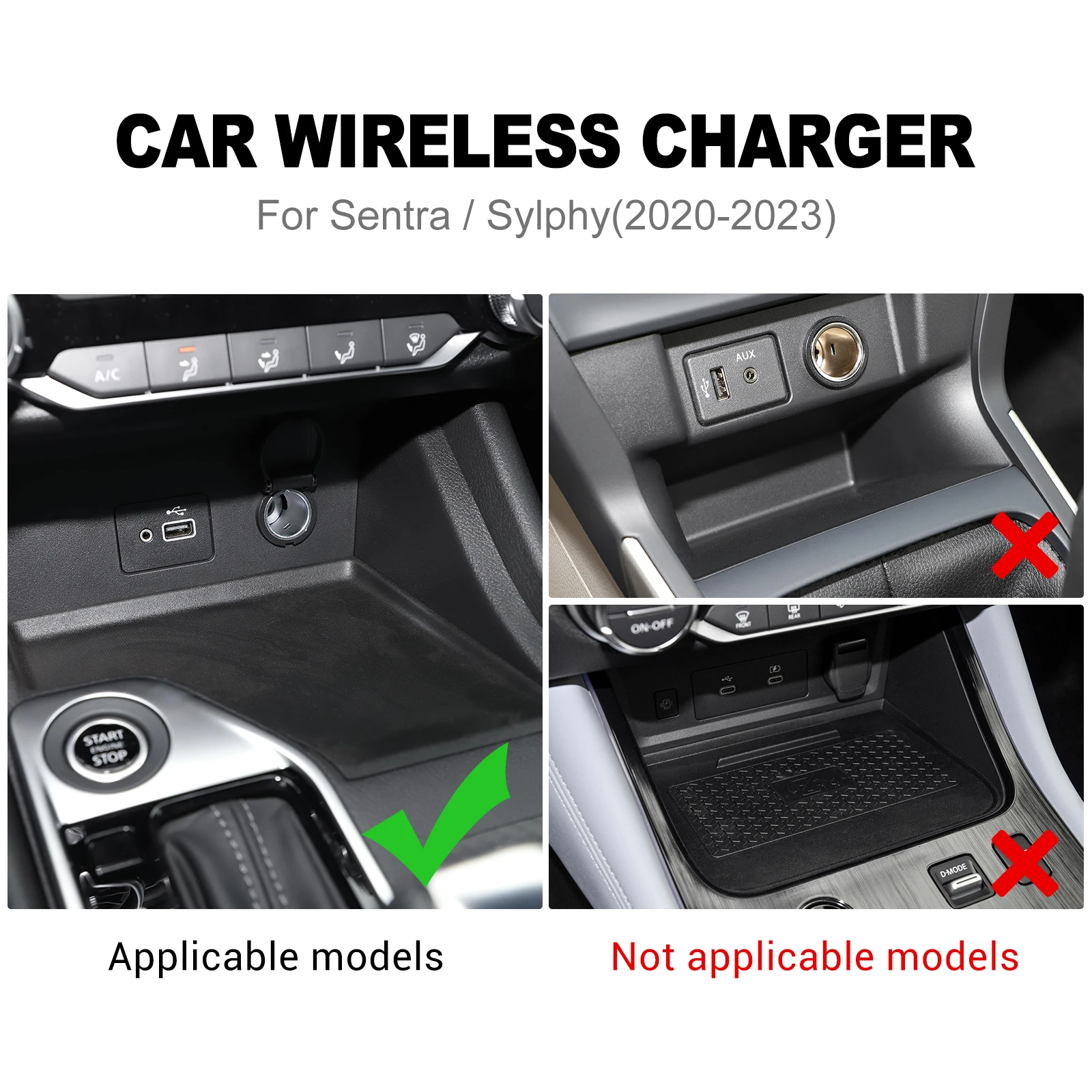 LHD Car Wireless Charger for Nissan Sylphy for Nissan Sentra 2020 -2023 Mobile Phone Fast Charging Holder 15W Charger Board