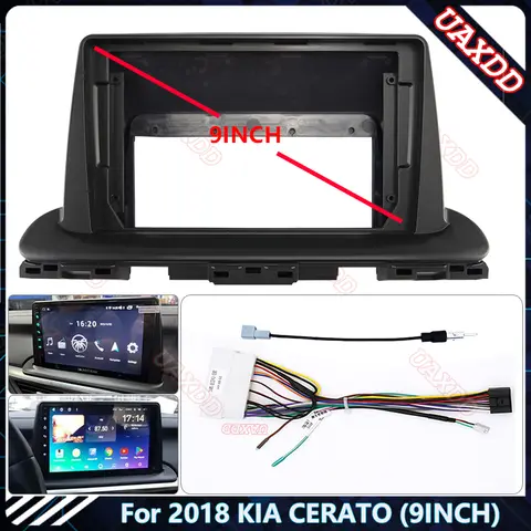 자세히 둘러보기 2018 KIA CERATO 9 인치 차량용 라디오 안드로이드 스테레오 오디오 스크린 멀티미디어 비디오 플레이어 네비게이션 케이블 하네스 프레임