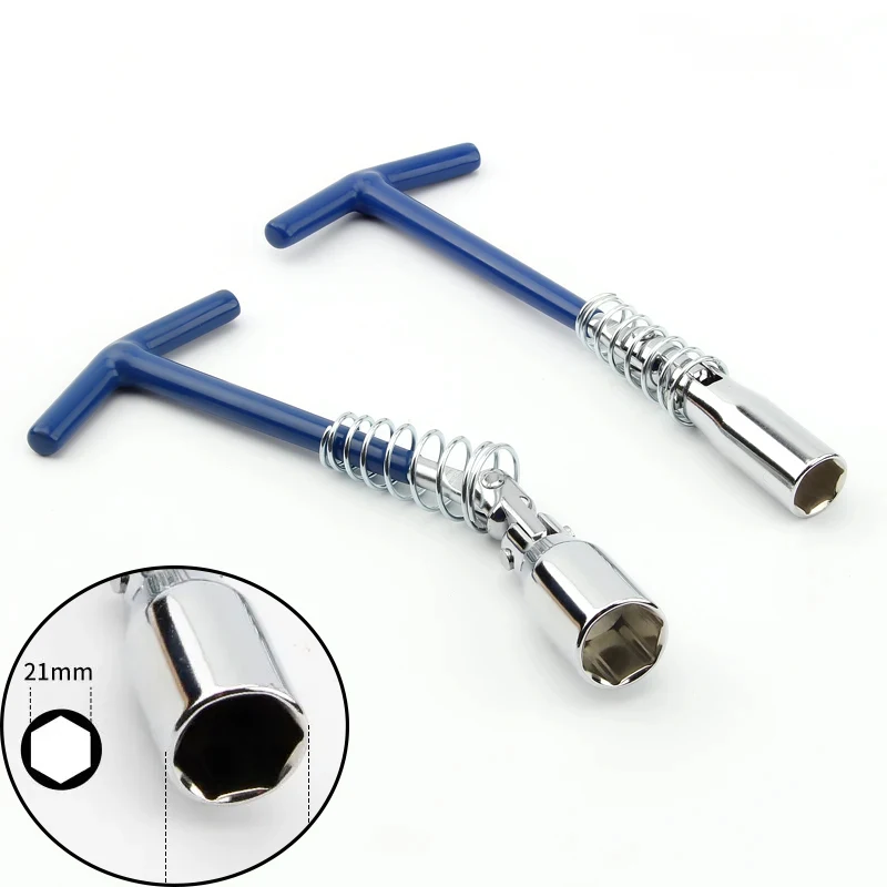 

Car Spark Plug Removal Tool 1Pcs T Bar Flexible Spanner Spark Plug Socket Wrench Tool 16/21mm Socket Universal Joint Type