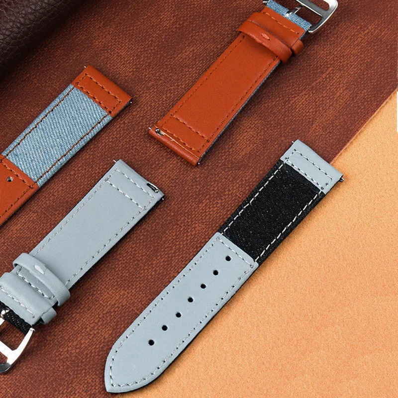 22mm Denim Leather Wrist Band for Huawei Watch GT2 GT3 Pro 46mm Strap Bracelet for Samsung Galaxy Watch 3 45mm Gear S3 Watchband